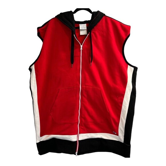 Champion Hooded Vest Mens L/XXL Red Sweatshirt Oversized Streetwear‎ 90s Y2K - Picture 3 of 7